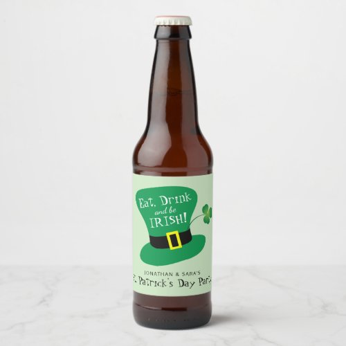 Eat Drink and Be Irish St Patricks Day Party Beer Bottle Label