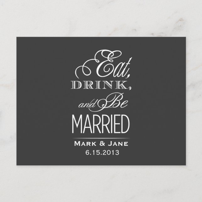 Eat Drink and Be Married Announcement Postcard (Front)