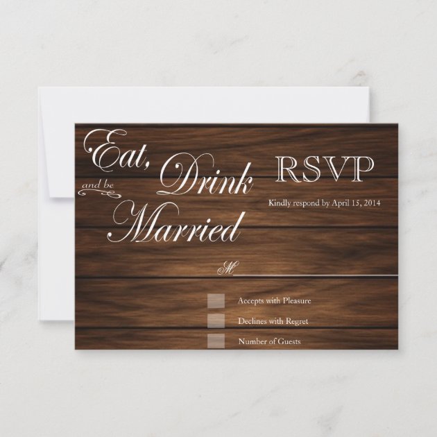 Eat Drink And Be Married Barn Wood Rsvp Cards