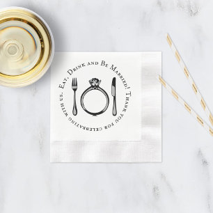 Eat Drink and Be Married Black and White Wedding Napkins
