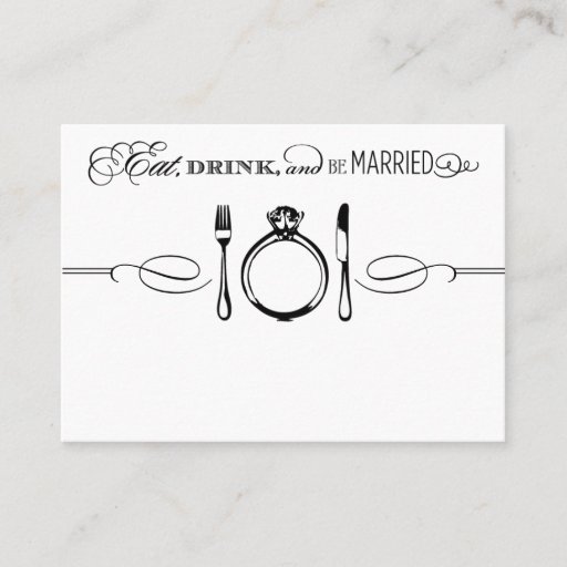 Customizable Escort Place Card | Eat, Drink &amp; Be Married Business Card Template