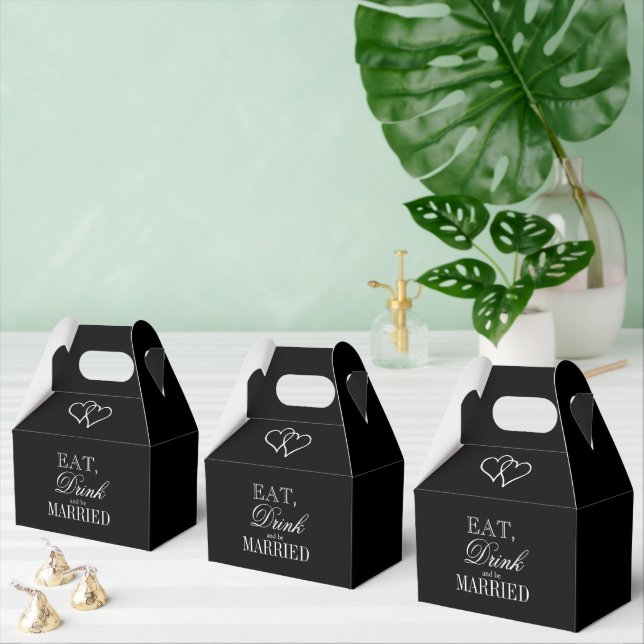 Eat drink and be married black wedding favor boxes (Multiple)