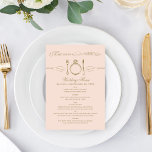 Eat Drink and Be Married Blush Gold Wedding Menu<br><div class="desc">Eat,  Drink and Be Married theme wedding dinner menu card in an elegant and vintage chic blush pink (peachy pink) and antique gold color scheme.  Personalize with your wedding date and menu wording details.</div>