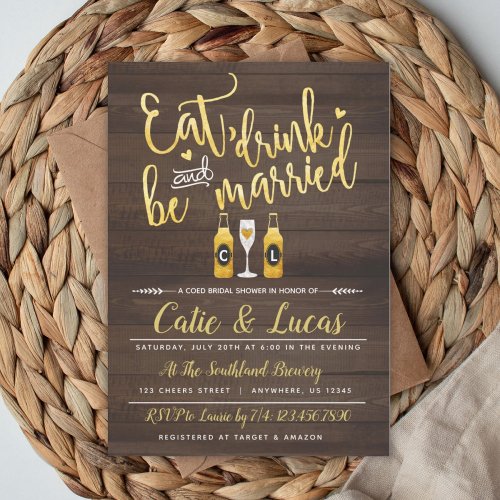 Eat Drink and Be Married Bridal Shower Invitation