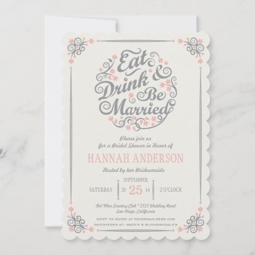 Eat Drink and Be Married Bridal Shower Invitation