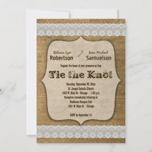 Eat Drink And Be Married Burlap And Lace Design Personalized Announcement