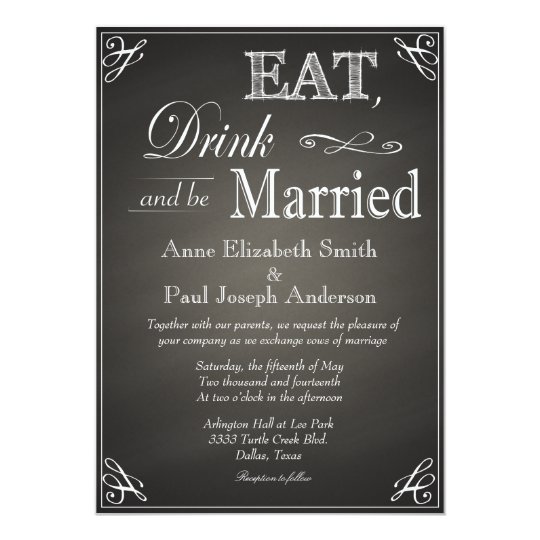 Eat Drink And Be Married Chalkboard Invitations Eat Drink And Be Married Chalkboard Invitations