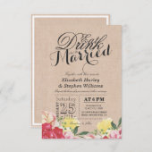 EAT Drink and Be Married Chic Linen Floral Wedding Invitation (Front/Back)