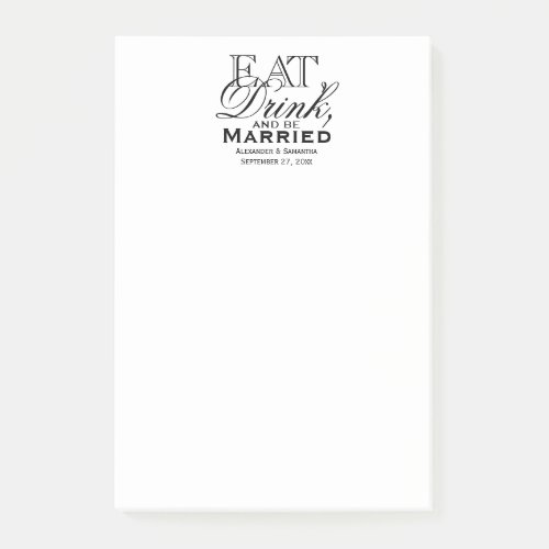 Eat Drink and Be Married Custom Wedding Post_it Notes