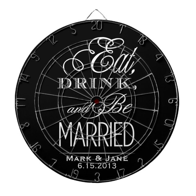 Eat Drink and Be Married Dartboard With Darts (Front)