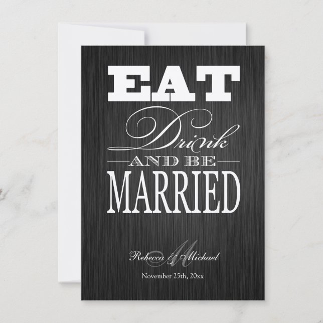 Eat Drink and be Married - Elegant Metallic Gold Invitation (Front)
