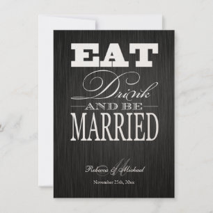 Eat Drink and be Married - Elegant Metallic Gold Invitation