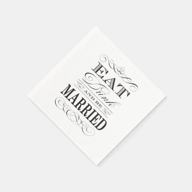 Eat Drink and be Married Elegant Wedding Paper Napkins (Corner)