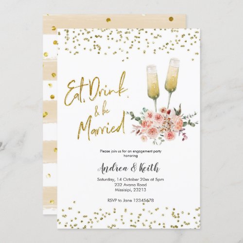 Eat Drink and be Married Engagement party Invitation