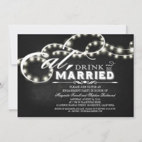 Eat Drink and Be Married Engagement Party Invitation