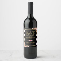 Eat Drink and Be Married | Floral Stripes Wedding Wine Label