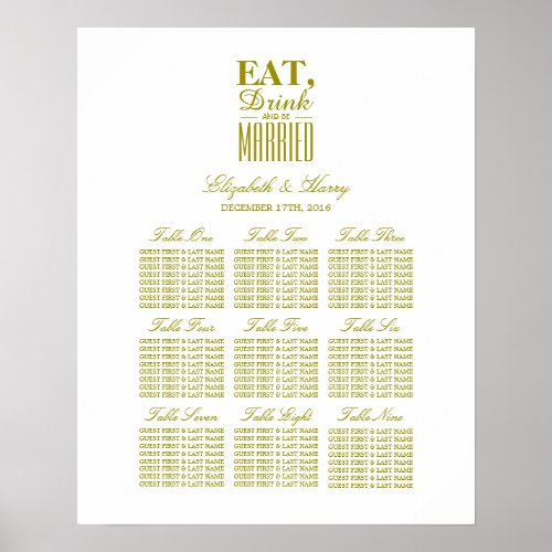 Eat Drink and be Married Gold Seating Chart