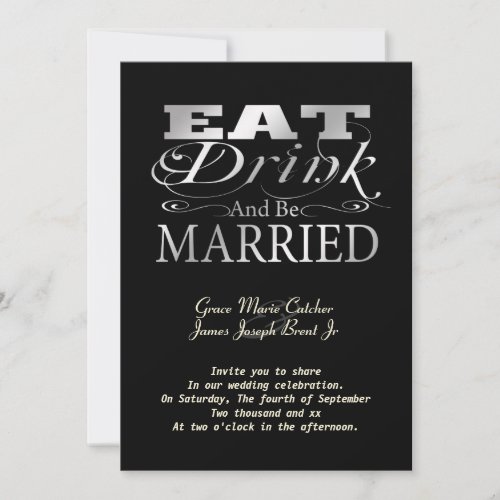 Eat Drink And Be Married Personalized Announcements