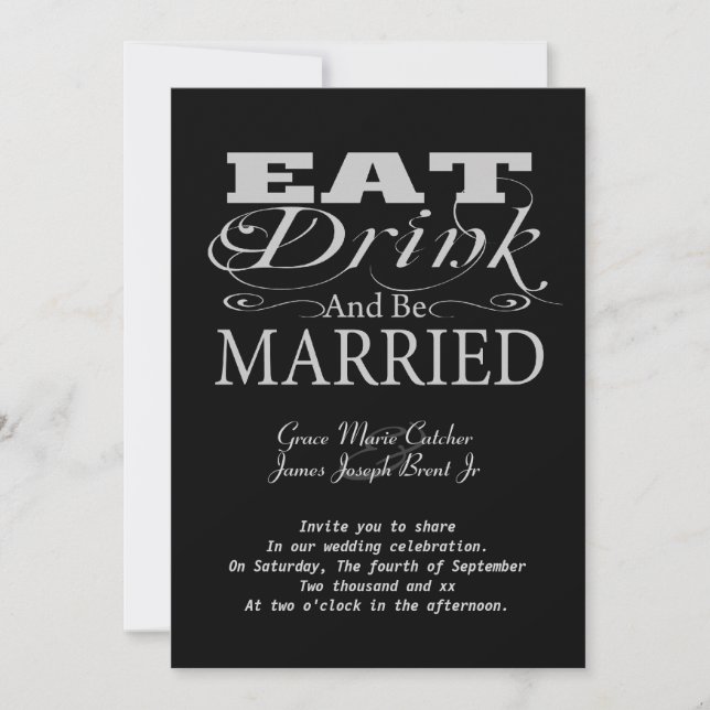 Eat Drink And Be Married Invitation (Front)