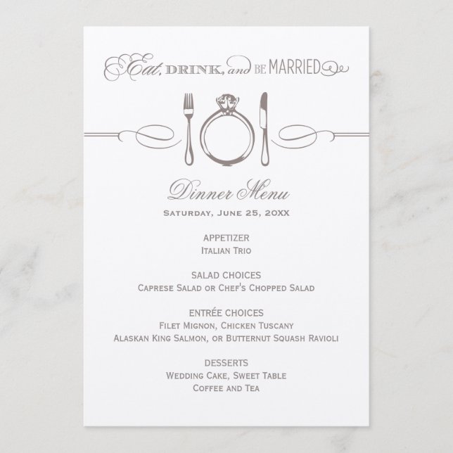 Eat Drink and Be Married Kraft Wedding Dinner Menu (Front)