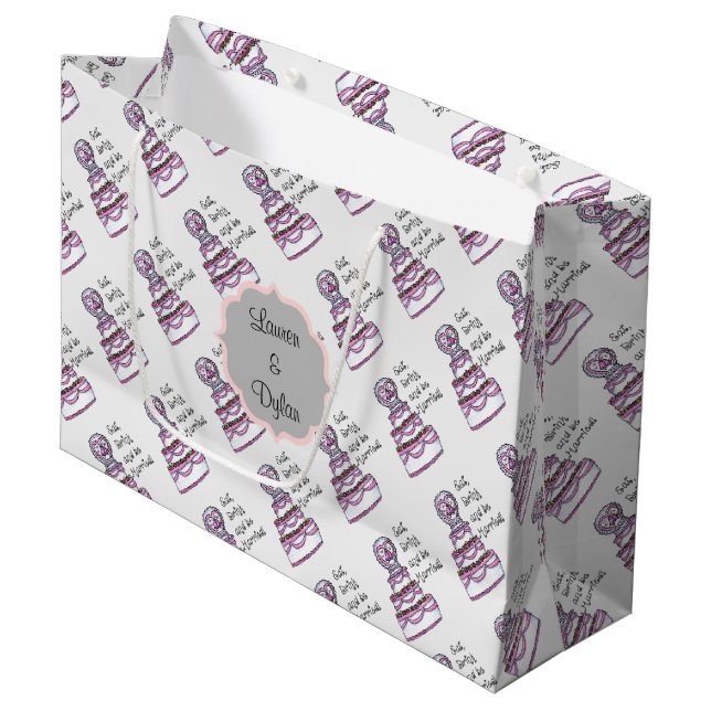 Eat, Drink and Be Married Large Personalized Gift Bag (Front Angled)