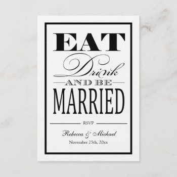 Eat Drink And Be Married - Linen Paper Rsvp by weddingsNthings at Zazzle