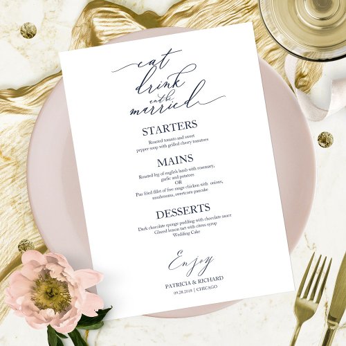 Eat Drink and Be Married Menu For Plate