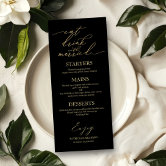 Elegant Gold Lace Pattern Wedding Menu | Zazzle