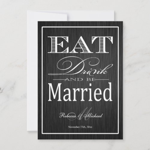 Eat Drink and be Married - Metallic Champagne Announcement