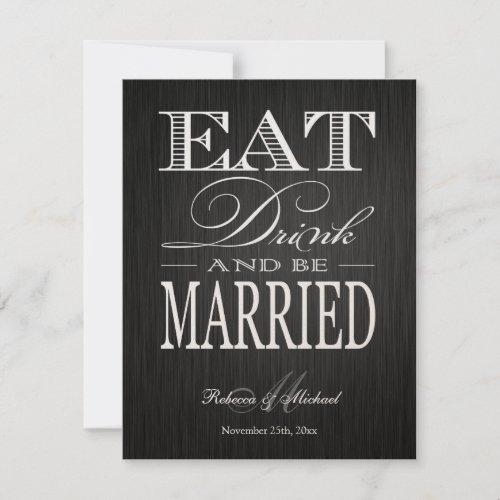 Eat Drink and be Married - Metallic Champagne Custom Announcements