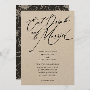 Eat drink and be married Modern Rustic wedding Invitation