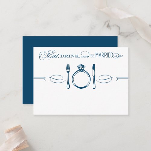 Eat Drink and Be Married Navy Elegant Wedding Place Card