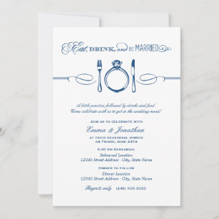Eat Drink and Be Married Navy Rehearsal Dinner Invitation