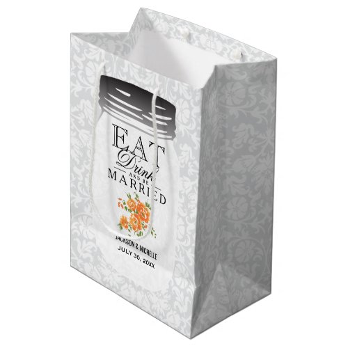 Eat Drink and be Married _ Orange and White Medium Gift Bag