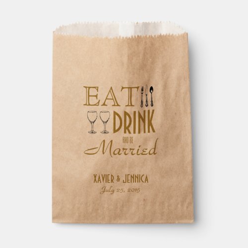 Eat Drink and be Married Personalized Silverware Favor Bag