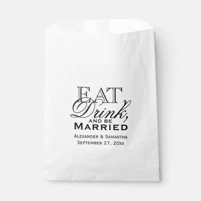 Eat, Drink, and Be Married Personalized Wedding Favor Bag (Front)