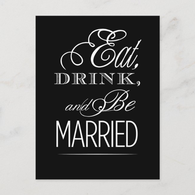 Eat Drink and Be Married Postcard (Front)