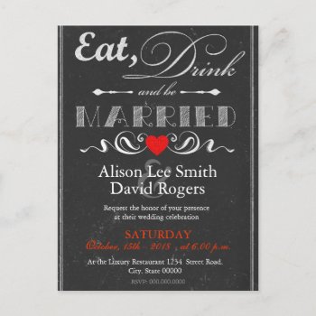 Eat  Drink And Be Married Postcard by KeyholeDesign at Zazzle