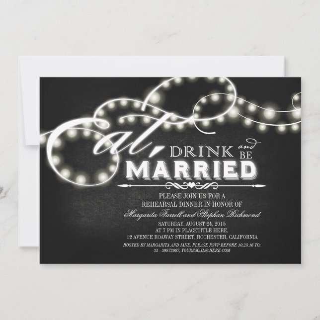 Eat, Drink and Be Married Rehearsal Dinner Invitation (Front)
