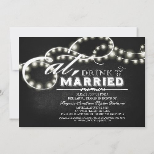 Eat, Drink and Be Married Rehearsal Dinner Invitations
