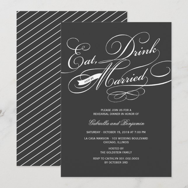 Eat Drink And Be Married Rehearsal Dinner Invite (Front/Back)