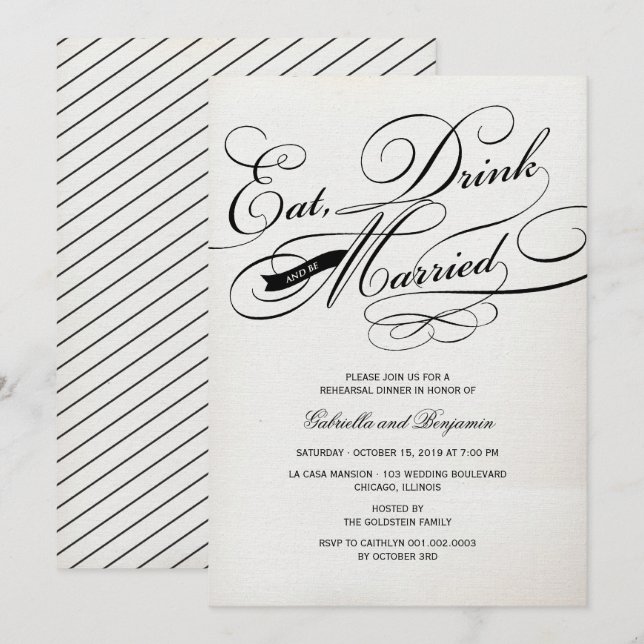 Eat Drink And Be Married Rehearsal Dinner Invite (Front/Back)