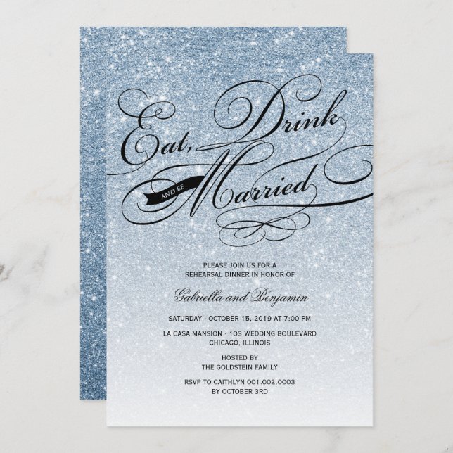 Eat Drink And Be Married Rehearsal Dinner Invite (Front/Back)