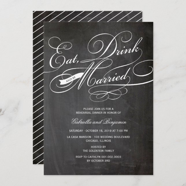 Eat Drink And Be Married Rehearsal Dinner Invite (Front/Back)