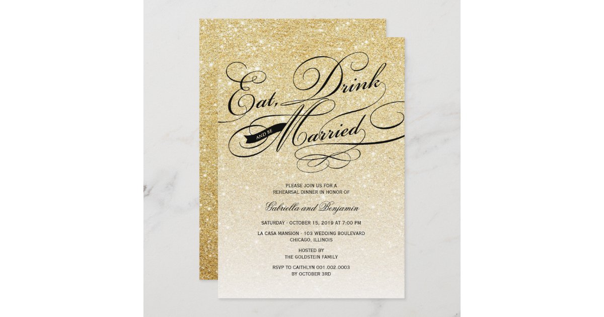 Eat Drink And Be Married Rehearsal Dinner Invite | Zazzle
