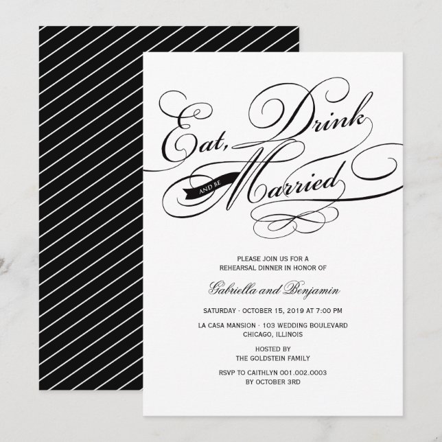 Eat Drink And Be Married Rehearsal Dinner Invite (Front/Back)