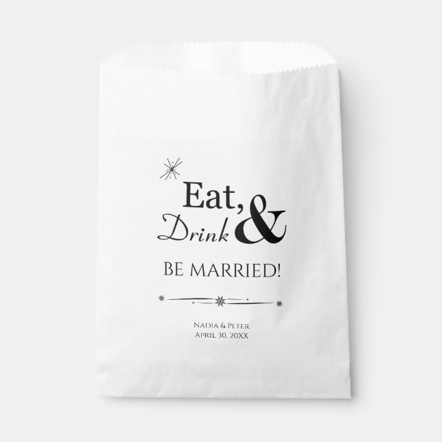Eat Drink and Be Married Retro Wedding Favor Bag (Front)