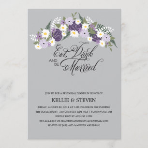 Eat Drink and Be Married Rustic Floral Wreath Invitation