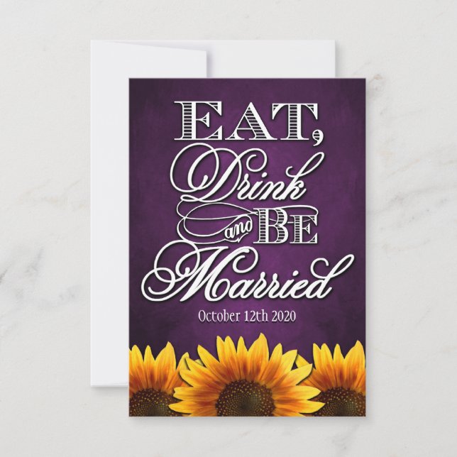 Eat Drink and Be Married Rustic Wedding RSVP Cards (Front)
