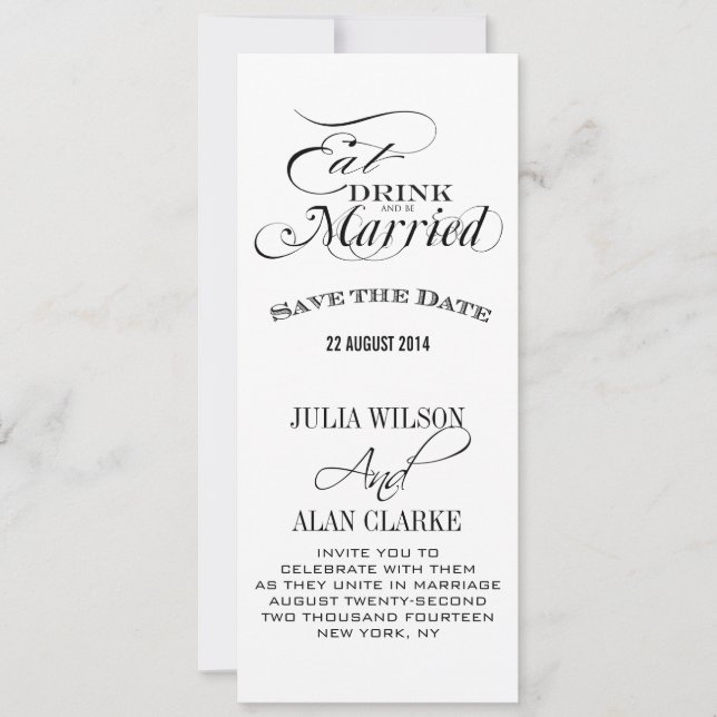 Eat, Drink and Be Married Save the Date Cards (Front)